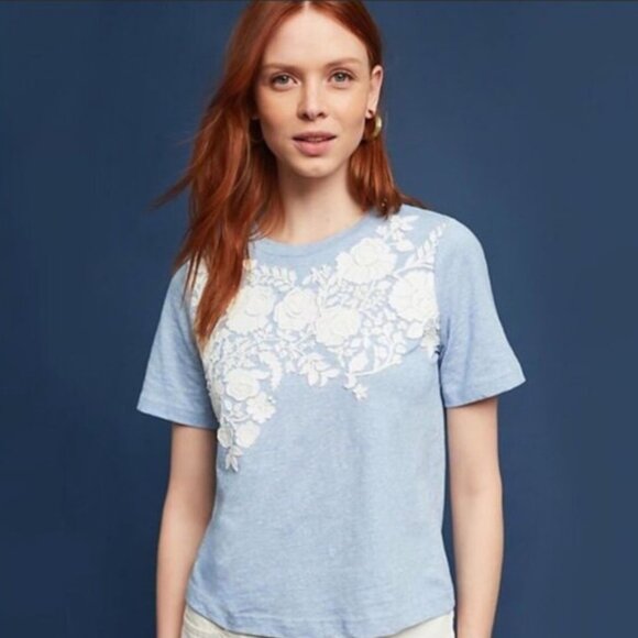 NWT ANTHROPOLOGIE Blanche Embroidered Top Pankaj Nidhi L - Picture 1 of 8